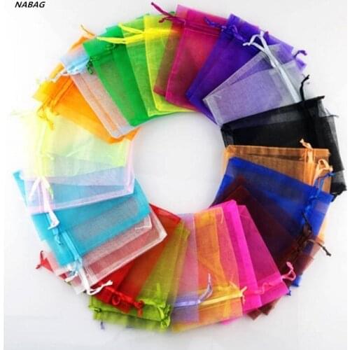 100Pcs 7*9cm Net yarn bundle pocket plain eugen gauze bag candy bag wedding Items New