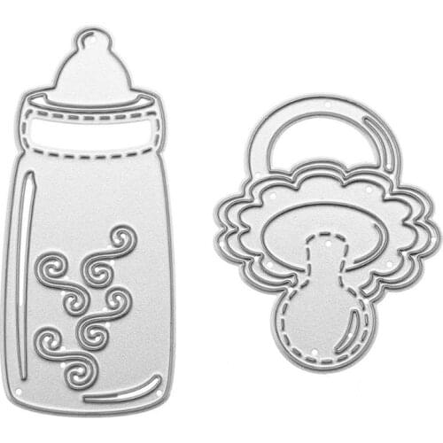 2Pcs Baby Bottle Nipple Metal Cutting Dies Stencils for DIY Scrapbooking Card Making Craft Dies Baby Shower Decoration