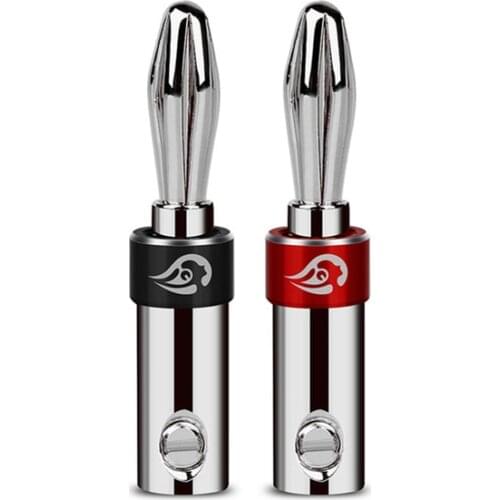 6Pairs Speaker Connectors 4mm Banana Plug Gold/Rhodium Plated Copper Male Plugs Hifi Audio Jack Binding Post Terminal Adapter