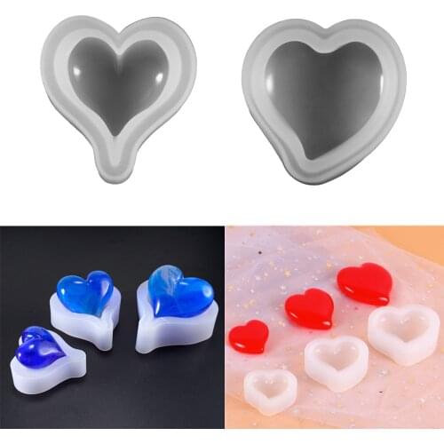 2Style 3Sizes Heart Shape Silicone Molds Epoxy Resin Casting Mold for DIY Crafts Jewelry Making Pendants Decorations Accessories