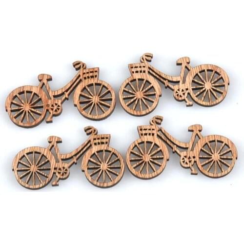 20pcs Brand Brown color wooden Bicycle DIY Crafts Handicraft Wood Crafts for Scrapbooking making Accessories 49x29mm MT1676