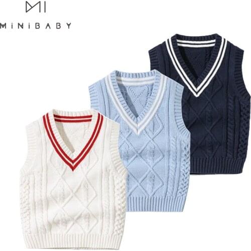 2021 Autumn Baby Knitted Vest For Boys And Girls 3 Colors Cute Children Sweater 1-3y Newborn Winter Clothes Sleeveless Clothing