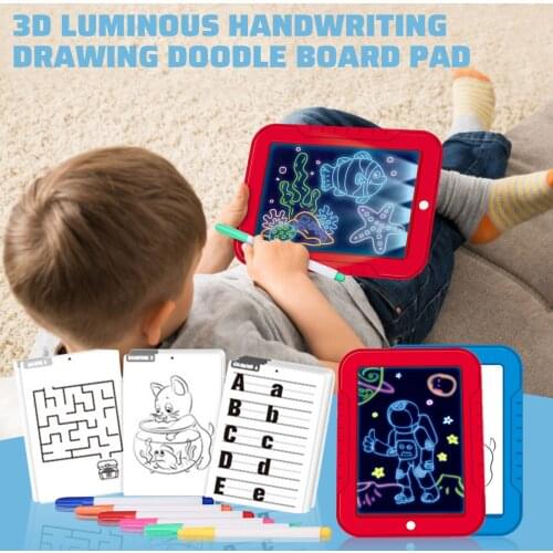 3D Luminous Handwriting Drawing Doodle Board Pad with 6pcs Pens 28pcs Graphics Cards for Kids Boys Girls Birthday Christmas Gift