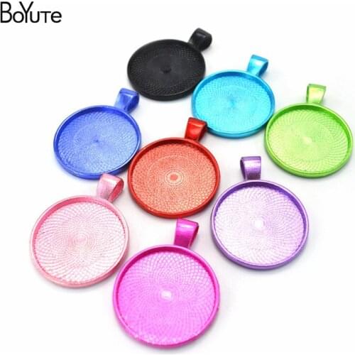BoYuTe 5Pcs Colorful 25MM Cameo Cabochon Pendant Base Diy Hand Made Blank Tray Bezel Jewelry Settings