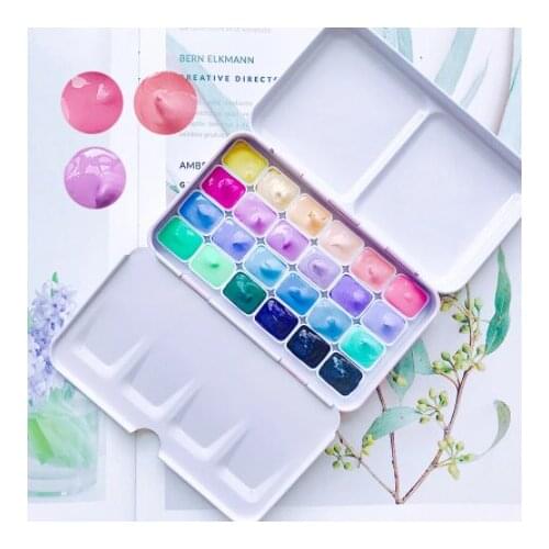 Candy Color 24 Color Watercolor Pigment Sub-packaging Hand Account Novice Watercolor Mini Beginner Macaron Suit