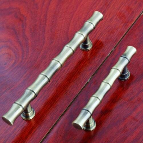 Vintage style bamboo furniture handles 64mm bronze drawer cabinet pulls knobs 96mm antique brass kitchen dresser door handles