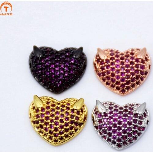 CZ Micro Pave Heart Spacer Beads for Bracelet/Necklace Cubic Zirconia Spacer Beads cubic Zirconia Spacer Beads for jewelry