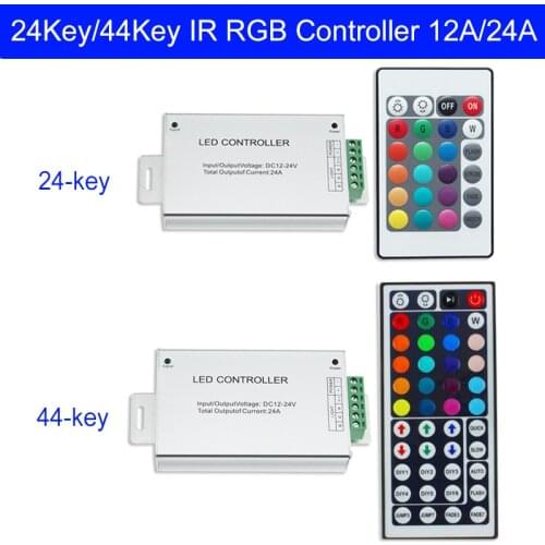 DC12V-24V 24-key 44-key LED Controllers IR Remote Control Color RGB Lamp With Module Dimmer 12A 24A