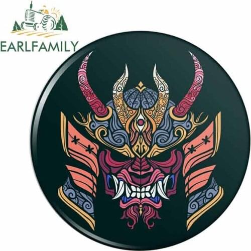 EARLFAMILY 13cm For Samurai Warrior Mask Motorcycle Car Stickers Auto Refrigerator Decal Decoration Car Accessories For JDM SUV