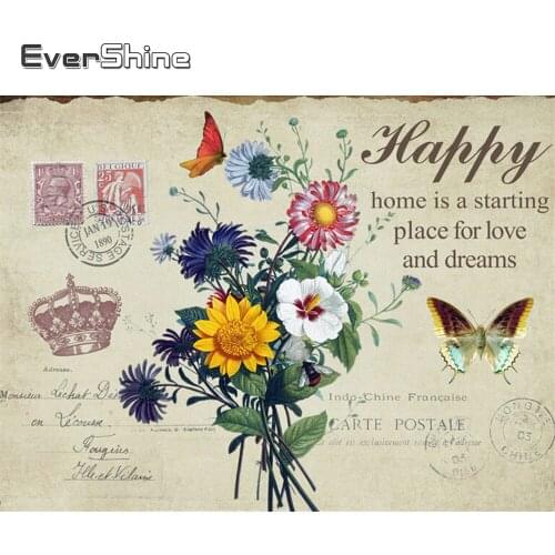 Evershine DIY Diamond Painting Butterfly And Flower 5D Full Square Rhinestone Embroidery Mosaic Cross Stitch Home Decor