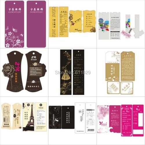 Shape cutting paper swing tags/T-shirt clothing dress custom hang tag/garment printed tags/clothing labels 1000 pcs a lot
