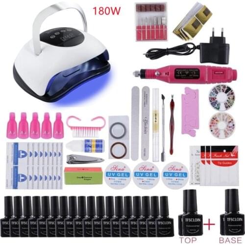 Nail Set 120W UV LED Lamp Dryer With 12/22 Pcs Nail Gel Polish Kit Soak Off Manicure Set electric Nail drill Set Nails Manicure