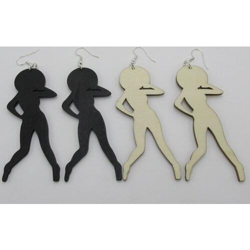 Hot Afro Girl Wooden Earrings