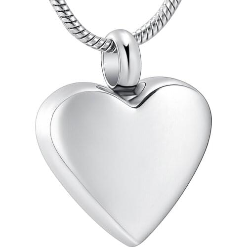 IJD10036 High Polished Blank Stainless Steel Heart Cremation Jewelry For Ashes Engravable Memorial Urn Pendant Necklace Women
