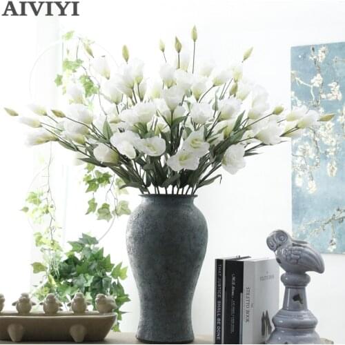 Artificial flowers 7 Heads Eustoma Silk artificial Flower Home Wedding Hotel Decoration Fake Flower Valentines Day present
