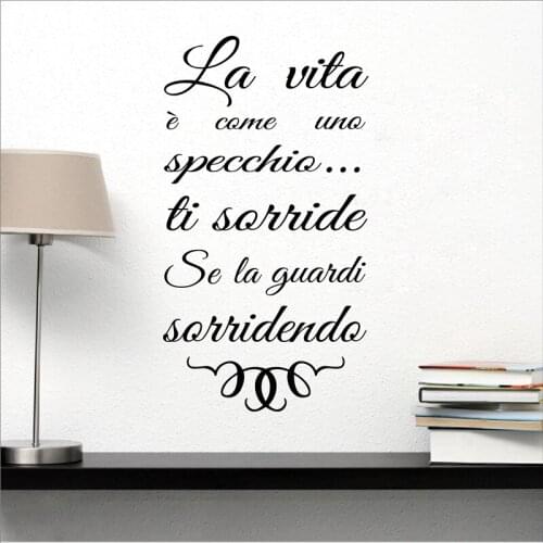 Italian Inspirational Life Quote Vinyl Wall Decals Art Mural , Italy Wall Art Design Decals sticker Home Living Room Decor