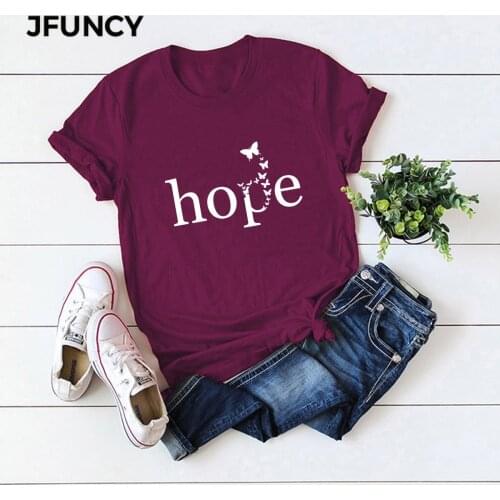 JFUNCY Plus Size Women T Shirt Creative Letter Print Summer Tees Woman Top Short Sleeve Casual T-shirt 100% Cotton Female Tshirt
