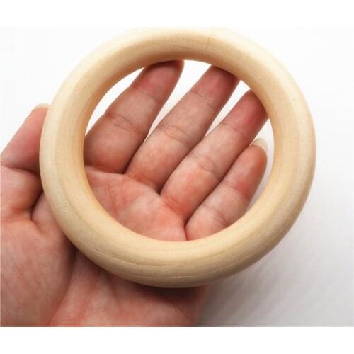 Chenkai 10pcs 10cm 4'' Nature Wood Baby Pacifier Dummy Teether Ring DIY Unfinished Infant Teethering Grasp Toy 4 inch