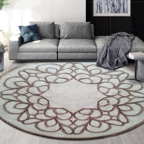 Nordic 100% Wool Round Carpets Living Room 15MM Thickness Round Area Rugs For Bedroom Tea Table Rugs Floor And Carpets Mat Soft