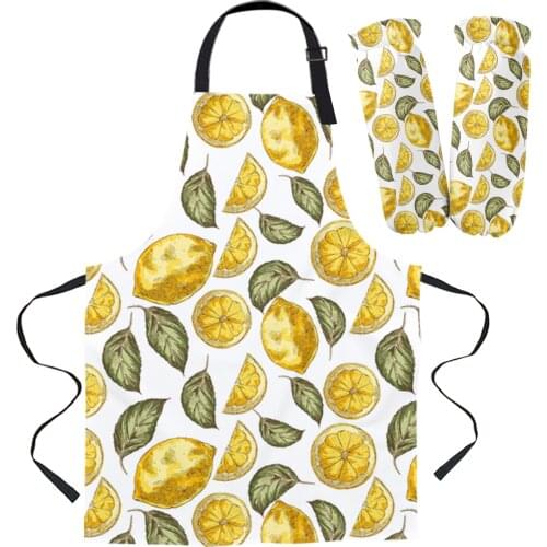 Lemon Graffiti Texture Kitchen Apron Baking Accessories Sleeveless Aprons for Men Women Home Cleaning Tools