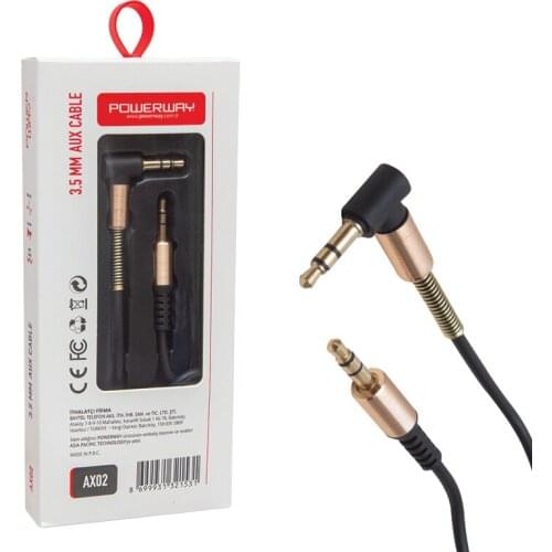 POWERWAY PM-15124 3.5 MM MALE/MALE METAL BAŞLIKLI L PIN STEREO AUX CABLE