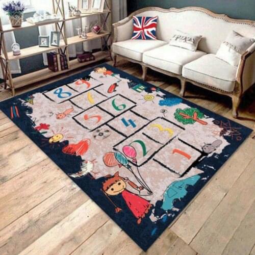 Cartoon Cute Children Bedroom Bedside Printed Carpet Floor Entry Door Mats Baby Crawling Kids Game Non-slip Mat Home Decoration