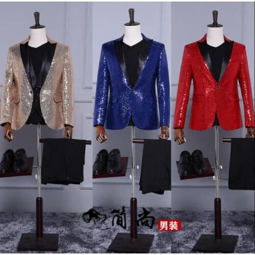 Blazer men formal dress latest coat pant designs suit men costume homme sequins shiny stage marriage wedding suits for mens