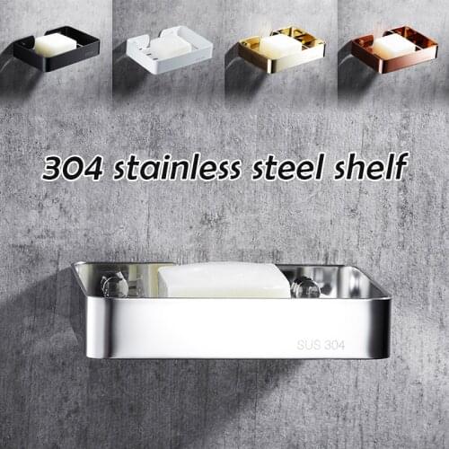 Stainless Steel Soap Holder Wall-Mounted Punch-Free Soap Case Multipurpose Draining Storage Rack for Bathroom Kitchen TS2