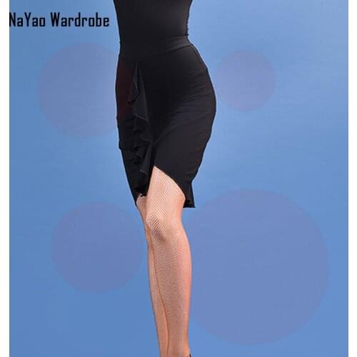 2020 New Latin Dance Dress Women Black Latin Dance Skirt Ballroom Samba Tango Chacha Belly Dancing Performamnce SS033