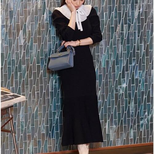 2021 New Arrivals Sweet Detachable Ruffled Dress Puff Sleeve Slim Waist Bodycon Trumpet Robe Elegant Temperament Vestidos