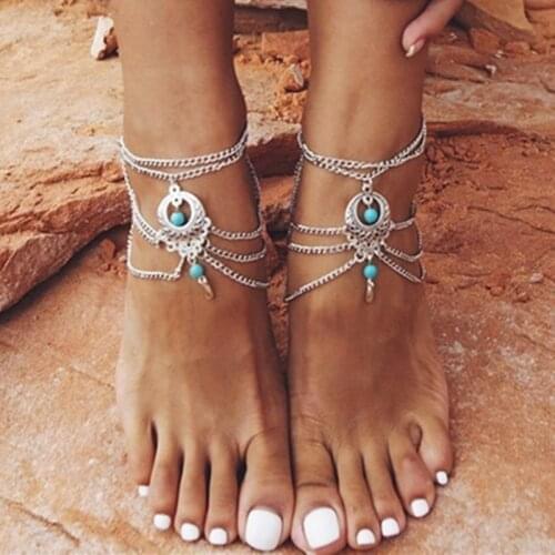 Hot New Crystal Beads Anklets Tassel Foot Chain Anklet Bracelet Foot Jewelry Anklets For Women Wholesale