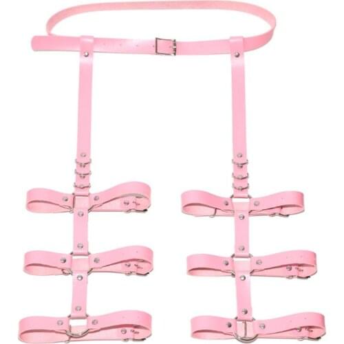 Pink Garter Belt Harness Bondage Stockings Leg Strap Cage Waist Belt Punk Club Festival Rave Women Sexy Lingerie Body Suspender