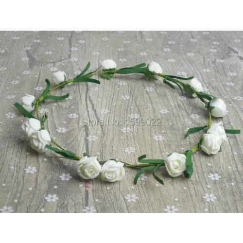 Simple Wedding Rose Headband Adult Flower Hair Crown Ivory Hairband Birthday Pageant Party Carnival Music Festival Supplies