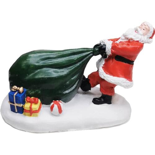 Christmas Village Collecotion Santa Claus Figurines Accessories Holiday Time Mini Santa-Claus with Gift Bag Figure Home Decor