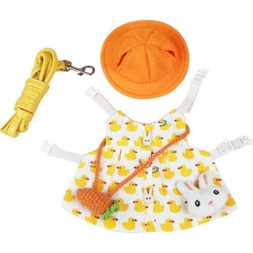 68UE Rabbit Dress Breathable Small Pet Animals Harness Leash Set with Hat Escape Proof Cute Costume S/M/L for Hamster Mice