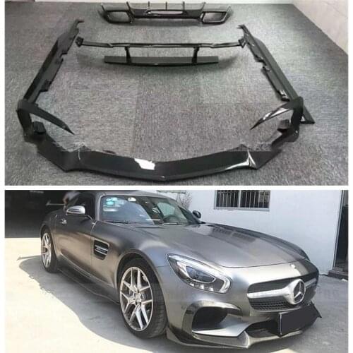 Carbon Fiber Spoiler Front Rear Bumper Diffuser Body Side Skirt Lip Spoilers For Mercedes-Benz AMG GT GTS GTC 2015 16 2017 2018