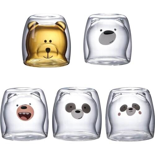 270ml Old Fashioned Glasses Cute Beer Mugs Bear Tea Cup Coffee Couple Glass Mugs Valentines Day Birthday Gifts