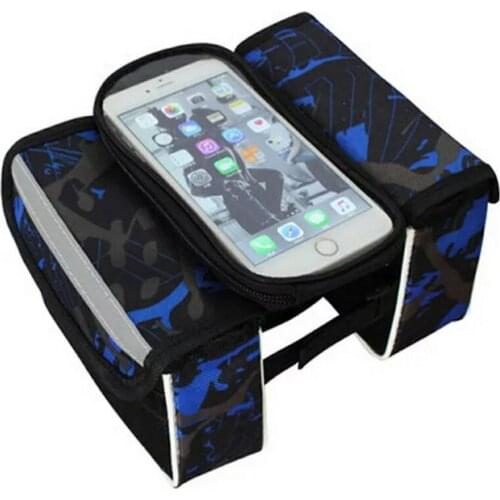 Bike Front Frame Bag Large Capacity with Double Pouch Transparent Phone Holder Bag Cycling Accessory WHShopping