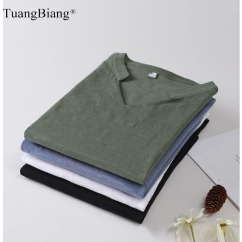 TuangBiang Women V-Neck Bamboo Cotton T-Shirt 2021 Winter Loose Fashion Simple New Brand Tee Shirt Lady Autumn Stand Collar Tops