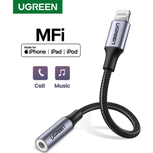 Ugreen MFI Certified Lightning to 3.5mm Headphone Jack Adapter for Apple iPhone 13 12 11 xs xr 8 pin Audio converter AUX Cable 7