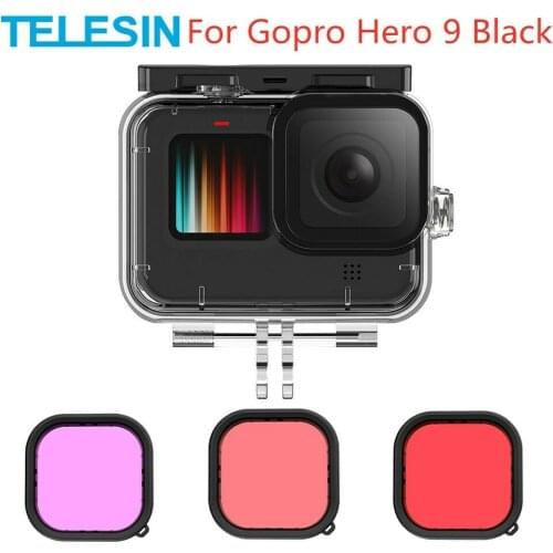 Waterproof Housing Black Protective Case + Filters Kit for GoPro Hero 9 Black Camera Protective Underwater Diving Cove