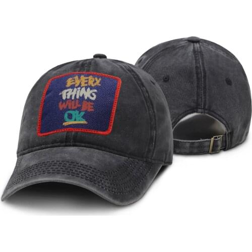 Every Thing Will Be OK Print Baseball Caps For Men Vintage Outdoor Baseball Caps Woman Sport Cap Black Sunscreen Baseball Hat