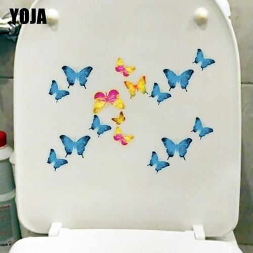 YOJA 22X16.9CM Flying Butterfly Group WC Toilet Decor Lovely Cartoon Baby Bedroom Wall Sticker T1-2291