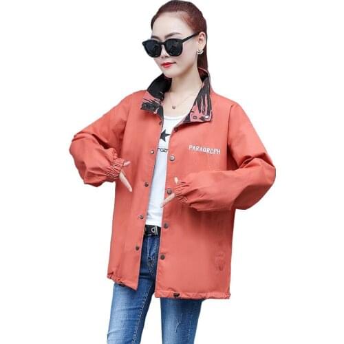 High Quality Plus Size Spring Autumn Korean Casual Two-sided Jacket Women Coat Female Embroidery Baseball Uniform Jackets