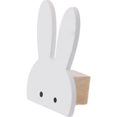 1SET Cute Bunny Hook Wooden Clothes Hanger Wall Decor Children Bedroom Pendant