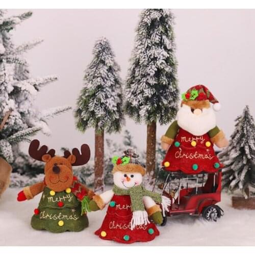 1 Pc Christmas Apple Bag Cartoon Elk Santa Snowman Doll Zipper Children Gift Candy Bag Home Festival Decoration