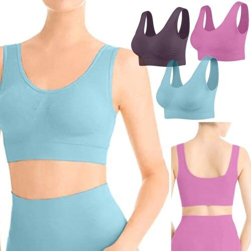 3pc Sports Bra Women Padded Wirefree Underwear Fitness Running Gym Sexy Solid Color Bra Tops Seamless Breathable Sport Bras #T1G