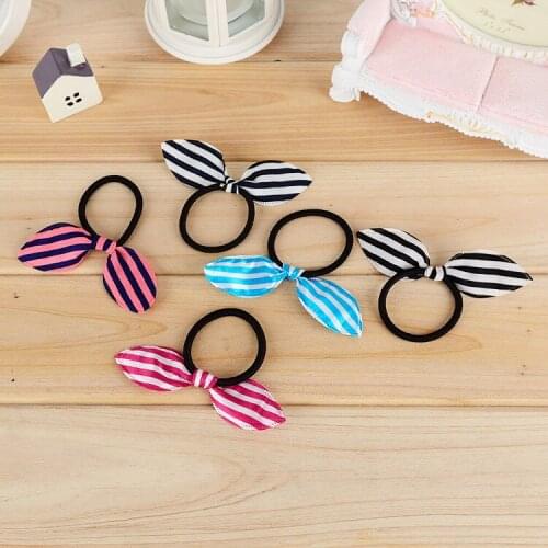 6pcs/lot Small Rabbit Ears Scrunchy Mini Elastic Hair Band Ties Little Girls Hair Accessories Headdress Rubber Bands