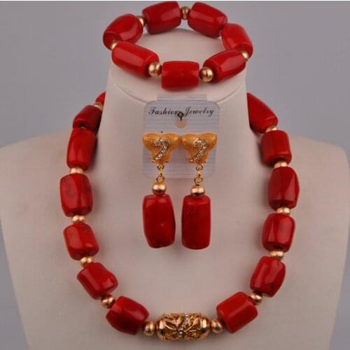 White Orange Red Coral Jewelry Set African Coral Beads Nigerian Wedding Bridal Jewelry Sets 21-F1-03