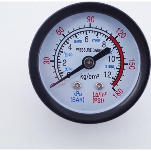 2.5P 3P5P Silent oil free small air compressor parts table 40mm 50mm pressure guage 0-180psi 0-12bar thread 1/8 1/4" iron shell